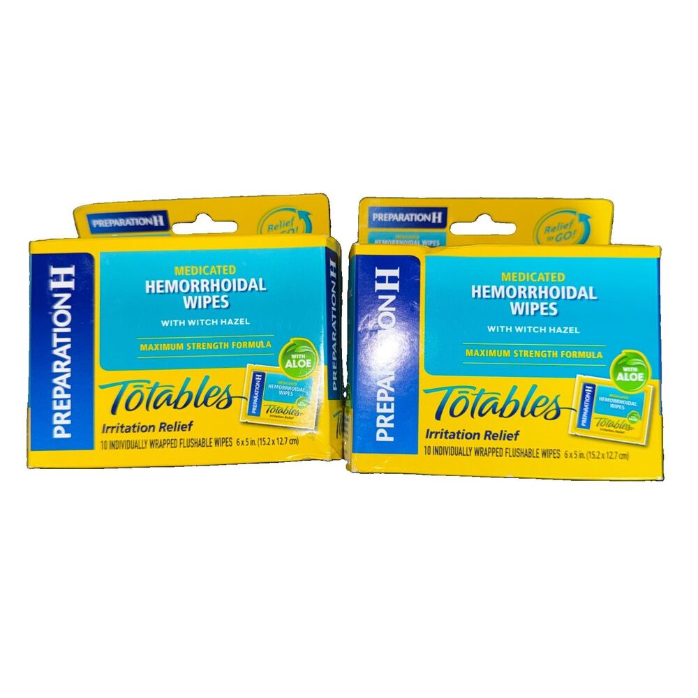 2 BOXES Preparation H Totables Hemorrhoid Flushable Wipes Witch Hazel 9/2026
